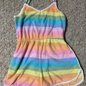 Lola and the Boys pastel ombre beaded hearts terry cloth romper size 10